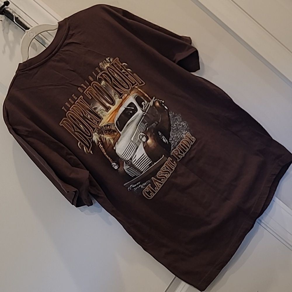 Newport blue sz L " born to roll " t shirt